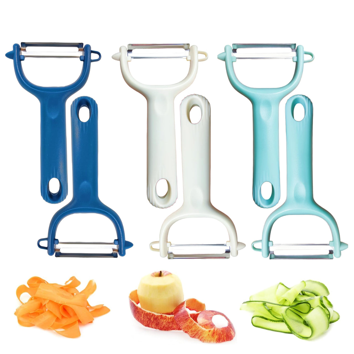 Trez Treamer 6-Pack Vegetable Peeler for Kitchen，Y Peeler Stainless Steel Potato Peeler Set for Apple Veggie Carrot Fruit Zucchini Cucumber Safe Peelers Bulk with Non-Slip Handle (P)
