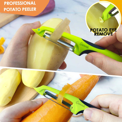 GANNK Vegetable Potato Peelers for Kitchen, Ultra Sharp Stainless Steel Blades Easy Peeling Apple Fruit Veggie Carrot Cucumber, W/Orange peeler, Dishwasher Safe