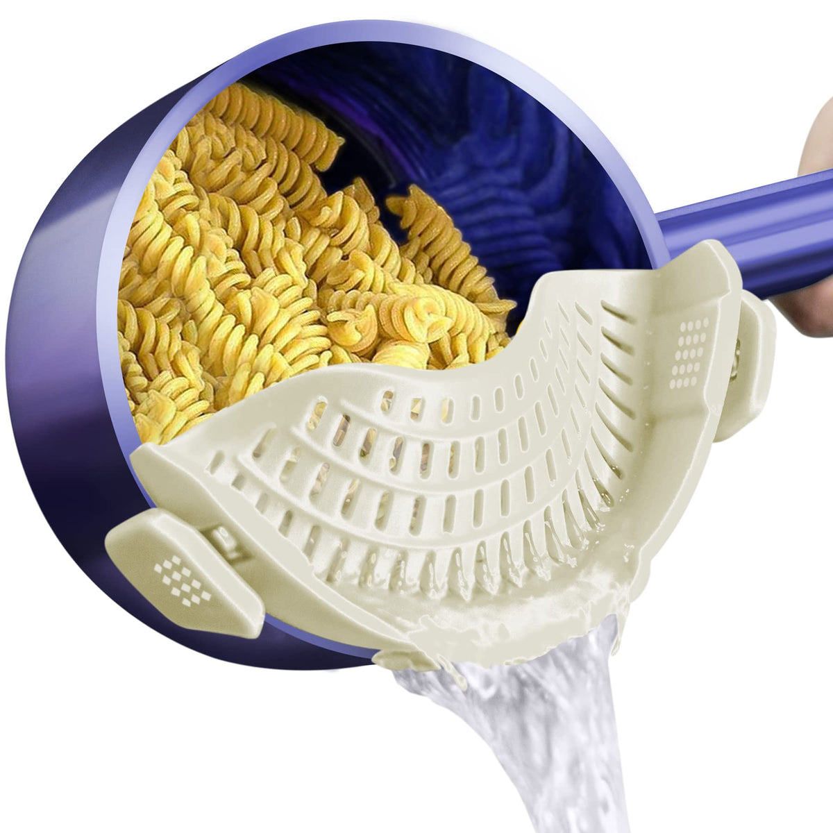 AUOON Clip On Strainer Silicone for All Pots, Standard 8.86 x 3.55in, Black