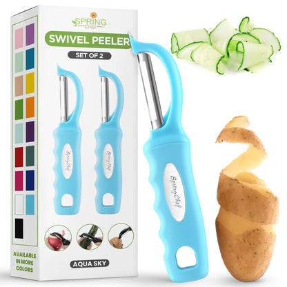 Spring Chef Swivel Vegetable Peeler with Soft Grip Handle, Pink Lemonade