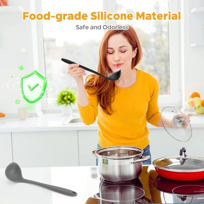 4 Pieces Silicone Ladles for Cooking - 4 Colors Middle Soup Ladle Spoon Heat Resistant Kitchen Ladle Spoons, Cooking and Serving Spoon for Soup Sauce Chili Gravy Salad Canning Pouring