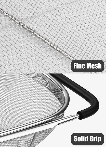 Fine Mesh Colander Over The Sink 6 Quart Stainless Steel Strainer Basket