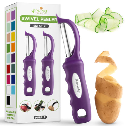 Spring Chef Swivel Vegetable Peeler with Soft Grip Handle, Pink Lemonade