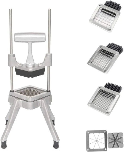 ROVSUN Commercial Manual Push Stainless Steel Vegetable Cutting Slicer & Cutter - 4 Blades (1/2", 3/8", 1/4", 8-Wedge) for Potatoes, Onions, Home & Restaurant Kitchen Use,sohochic