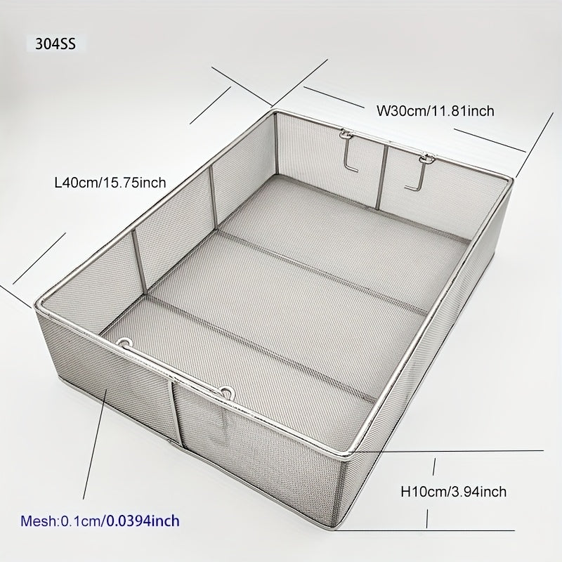 304 Stainless Steel Cleaning Basket, Metal Wire Mesh Basket, Cleaning And Filtering Equipment, Workpiece Drainage, Steaming, Frying, Screening And Filtering, High Load-Bearing Slag Separation, Rectangular, Storage, And Other Multi-Purpose