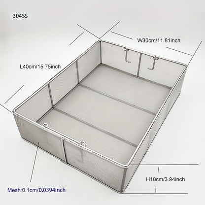 304 Stainless Steel Cleaning Basket, Metal Wire Mesh Basket, Cleaning And Filtering Equipment, Workpiece Drainage, Steaming, Frying, Screening And Filtering, High Load-Bearing Slag Separation, Rectangular, Storage, And Other Multi-Purpose