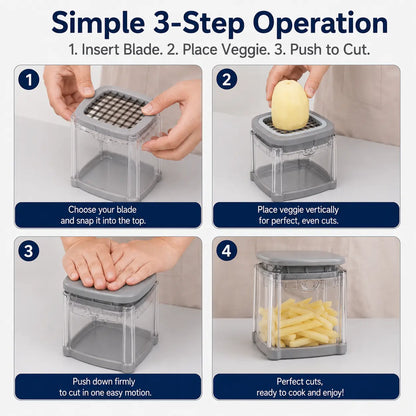 Durable 4-in-1 Vegetable Slicer. Sharp blades cut uniformly sliced veggies. Transparent container, easy to operate. Must-have tool!