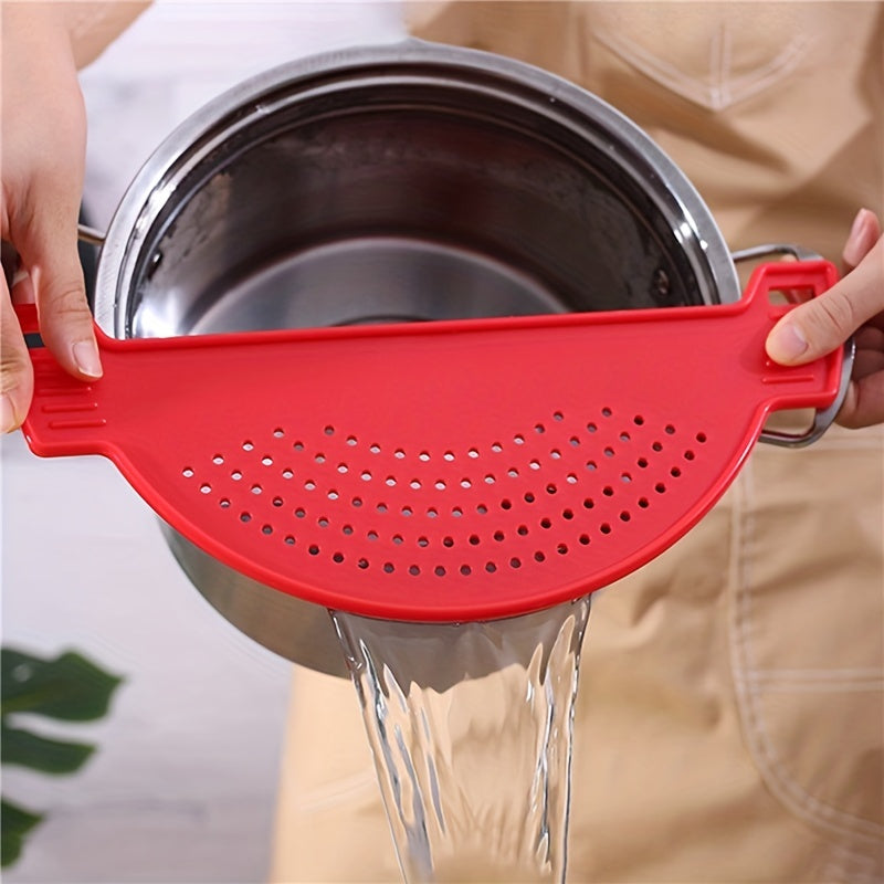 1pc Kitchen Drainer, PP Material Pot Edge Vegetable Drainer, Household Drainer with Splash Guard