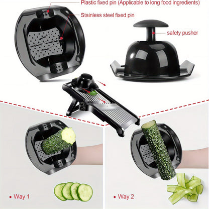 Mandoline Food Slicer, Adjustable Stainless Steel Food Vegetable Potato Onion Slicer French Fry Cutter, Tomato Slicer with Cleaning Brush