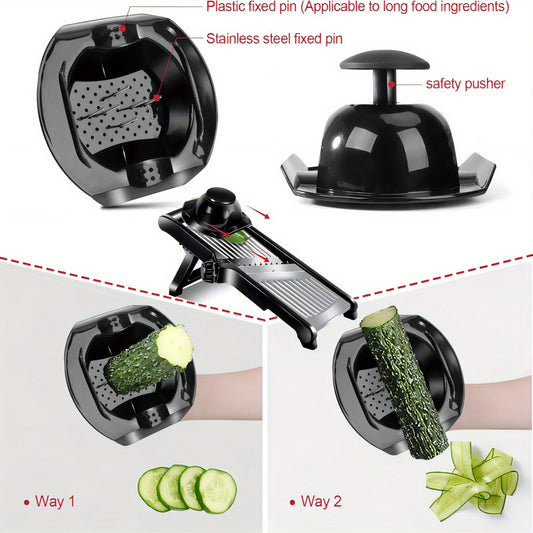 Mandoline Food Slicer, Adjustable Stainless Steel Food Vegetable Potato Onion Slicer French Fry Cutter, Tomato Slicer with Cleaning Brush