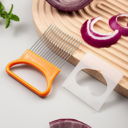 Stainless Steel Onion Slicing Fixed Knife, Suitable for Scallions And Onions, Garlic, Fruits, And Vegetables, Portable Kitchen Cooking Tool Kitchen Accessory, Stainless Steel Onion Insertion Vegetable Cutter