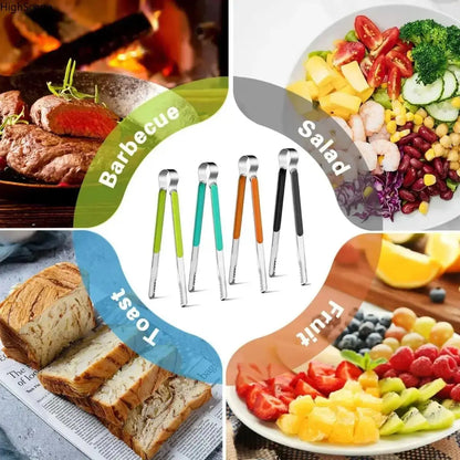 4-Pack Stainless Steel Kitchen Tongs - Non-Slip Cooking Utensil, Heat Resistant BBQ Utensils, Durable Kitchenware, Home and Kitchen Gadget
