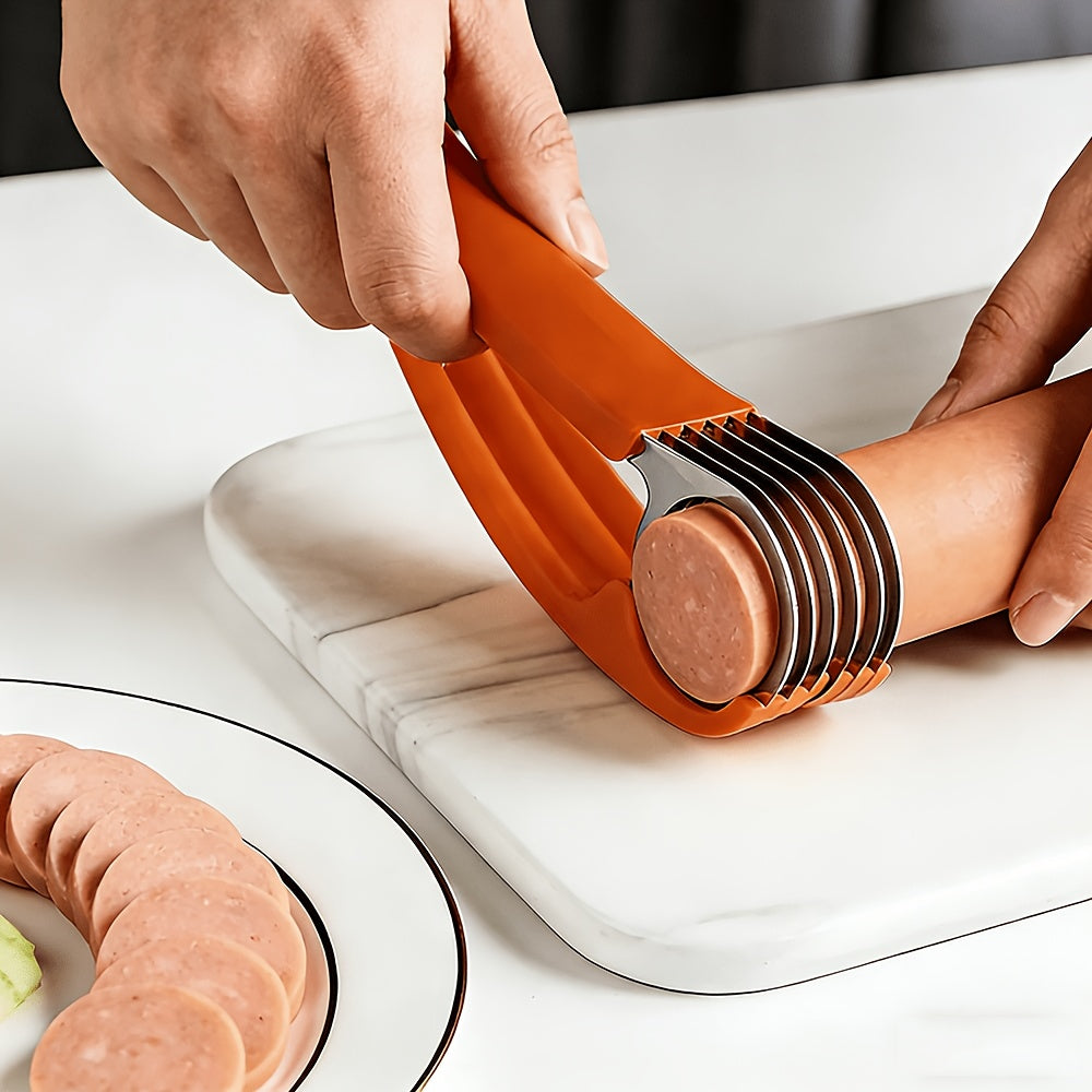 Banana Slicer, ABS + Stainless Steel And Vegetable Salad Peeler Cutter Kitchen Tools for Banana, Strawberry, Grape(1 Pcs)