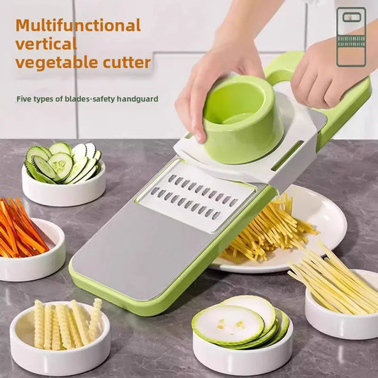 6-Piece Durable Multifunctional Vegetable Slicer Set - Interchangeable Stainless Steel Blades, Safe Hand-Held Grater for Potatoes & Carrots Vegetable Cutter