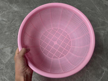 4 pcs Plastic Wash Basket Round Perforated Colander Wash Vegetables and Fruits Drain Cooked Pasta Kitchen Essentials Food Strainer Basket Strainer Kitchen pink