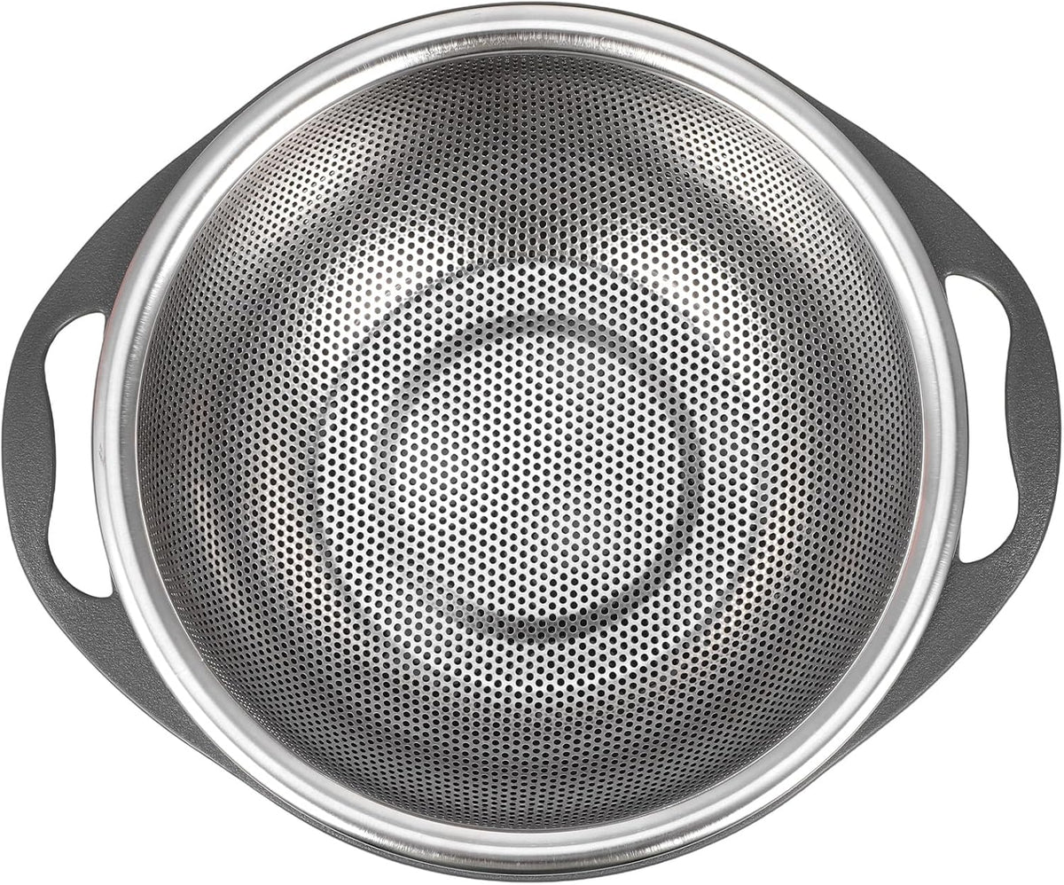 Heavy Duty Stainless Steel Colander Strainer Basket Large Multi-functional Kitchen Drain Basket for Washing Fruits Vegetables Rice with Fine Holes