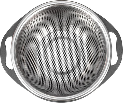 Heavy Duty Stainless Steel Colander Strainer Basket Large Multi-functional Kitchen Drain Basket for Washing Fruits Vegetables Rice with Fine Holes
