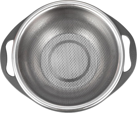 Heavy Duty Stainless Steel Colander Strainer Basket Large Multi-functional Kitchen Drain Basket for Washing Fruits Vegetables Rice with Fine Holes