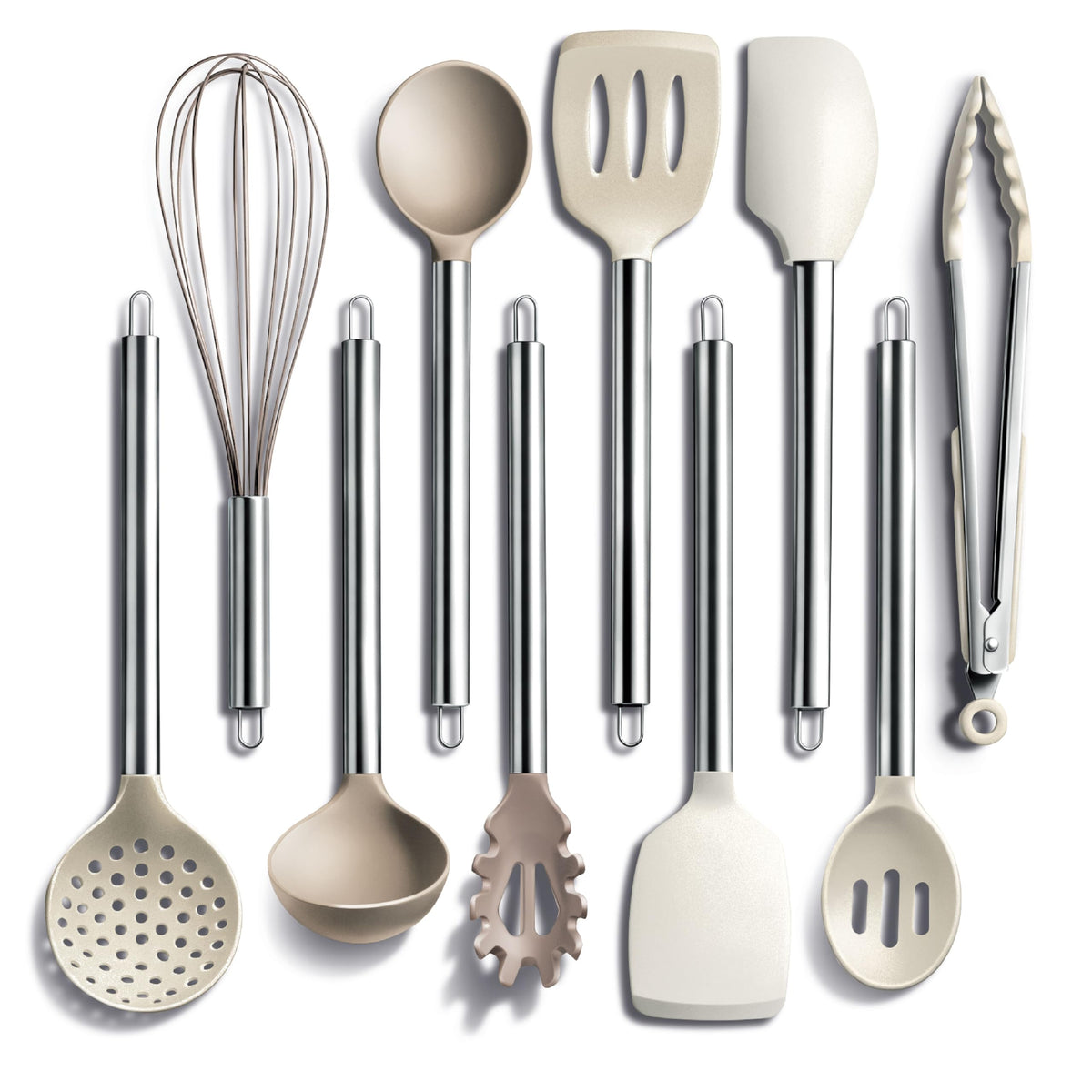 COOK WITH COLOR Silicone Cooking Utensils, Kitchen Utensil Set, Easy to Clean Silicone Kitchen Utensils, Cooking Utensils for Nonstick Cookware, Kitchen Gadgets Set, 10 Pieces, Green