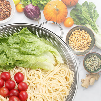 Gulex Colander Stainless Steel 3-Quart with Base, Strainer for Kitchen Food