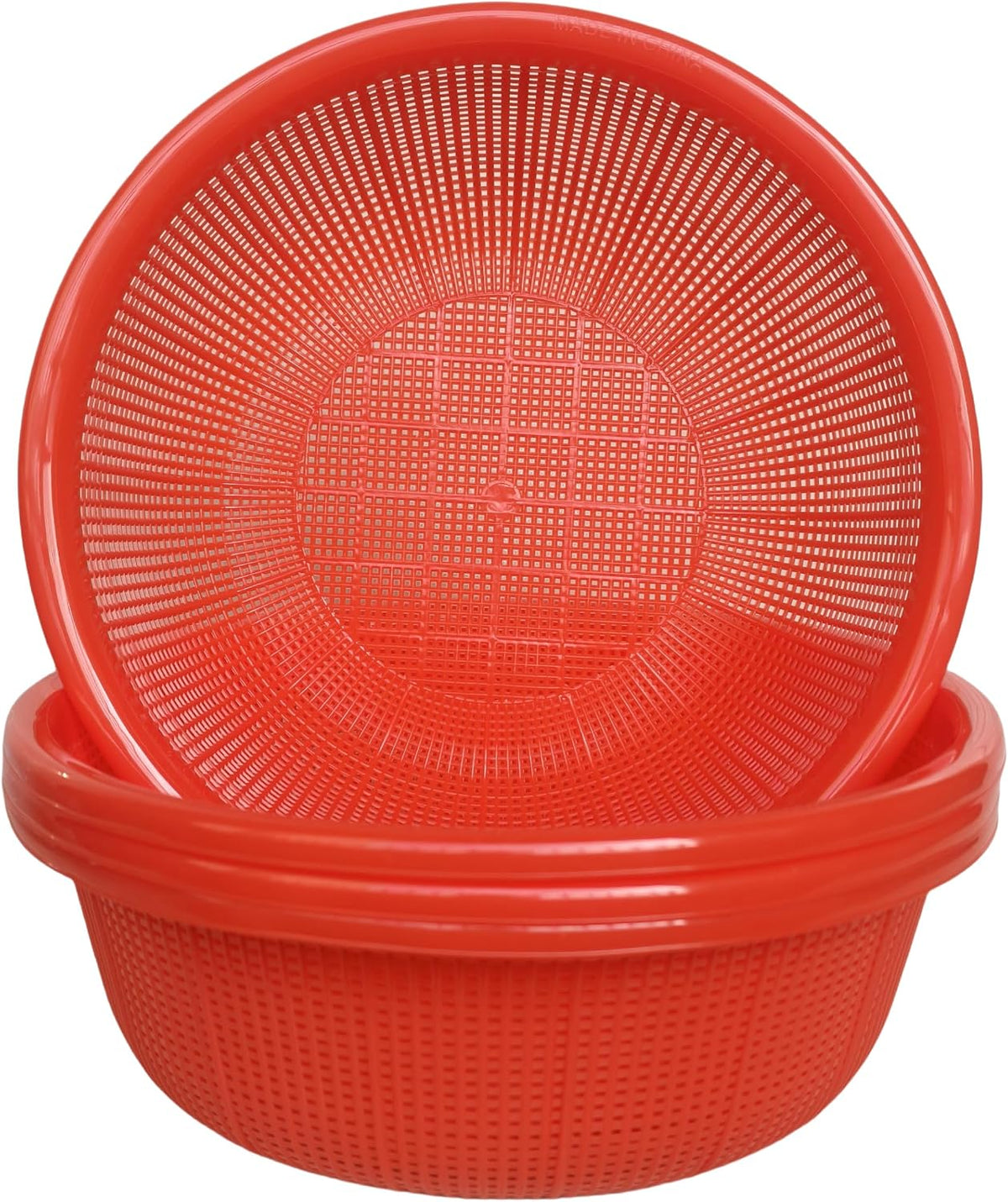 4 pcs Plastic Wash Basket Round Perforated Colander Wash Vegetables and Fruits Drain Cooked Pasta Kitchen Essentials Food Strainer Basket Strainer Kitchen red