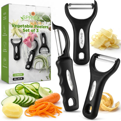 Spring Chef Stainless Steel Y Shaped Vegetable Peeler for Kitchen - Black
