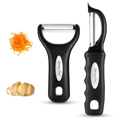 Spring Chef Swivel Vegetable Peeler & Y Potato Peeler w/Soft Grip Handles