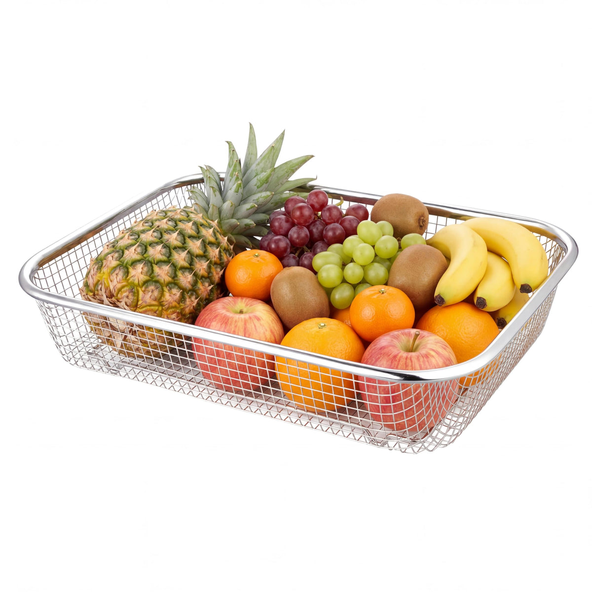 Ipetboom Stainless Steel Drain Basket Fruit and Vegetable Washing Basket Rectangular Kitchen Sink Strainer Mesh Colander for Rinsing Draining and Storage 12.99 X 9.44 X 2.75 in