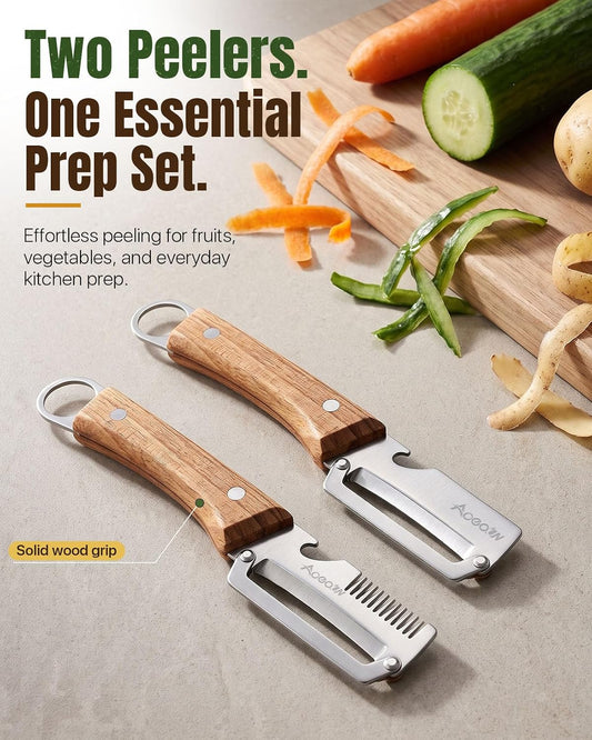 2 PCS Multifunctional Vegetable Peeler, 3-in-1 Stainless Steel Peeler Knife