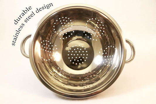 EXCELSTEEL Heavy Duty Stainless Steel Colander 5 Qt | Easy Grip Handles | Self-Draining Base | Mirror Polished | Dishwasher Safe | Pack of 1