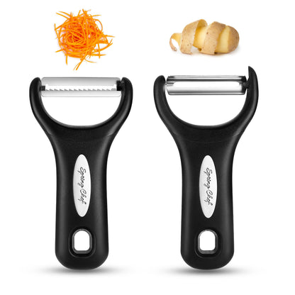 Spring Chef Swivel Vegetable Peeler & Y Potato Peeler w/Soft Grip Handles