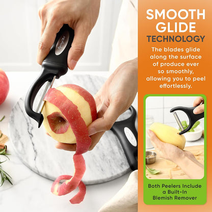 Spring Chef Swivel Vegetable Peeler & Y Potato Peeler w/Soft Grip Handles