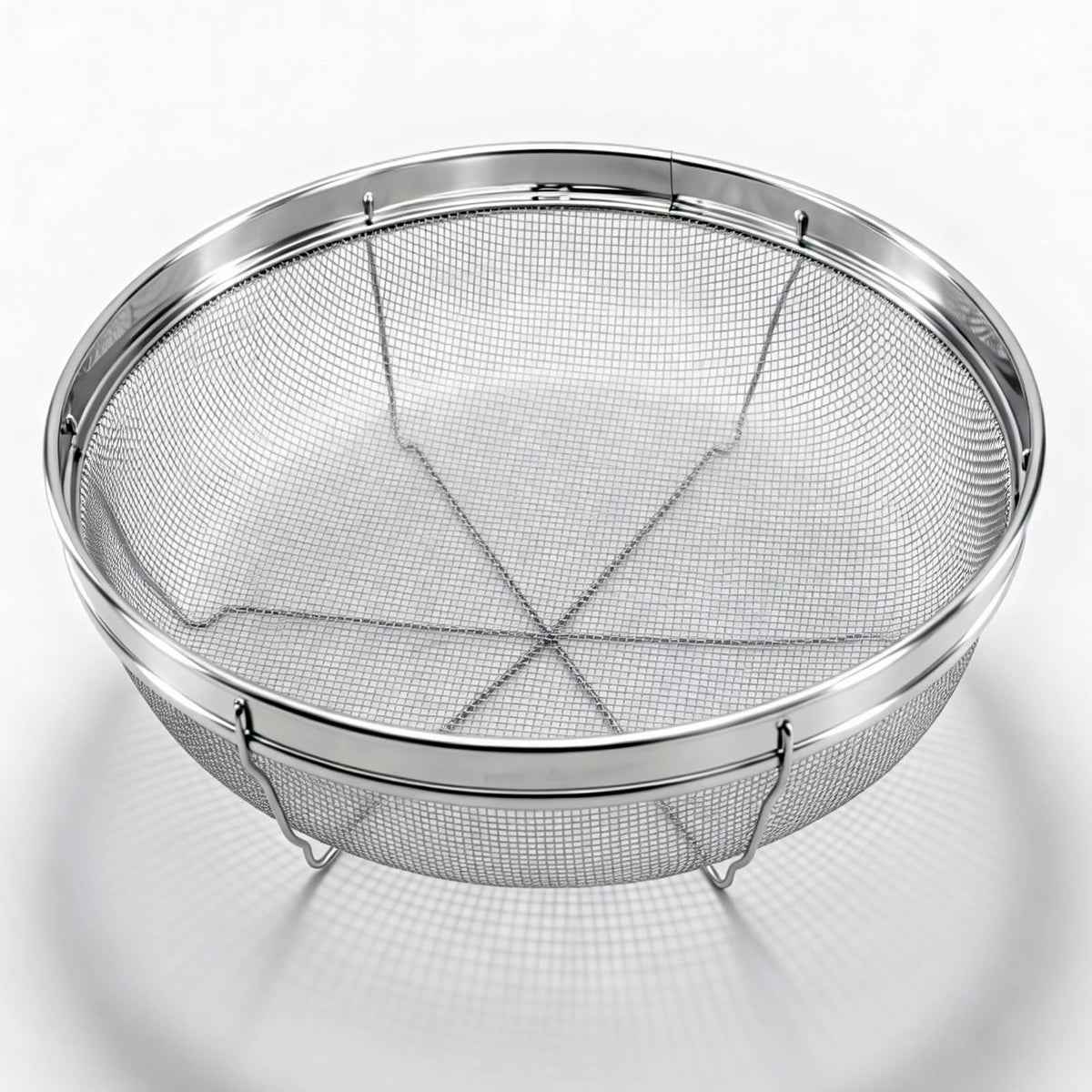18/8 Stainless Steel Fine Mesh Strainer Basket with Feet, Rectangular Colander for Vegetables, Fruits, Pasta, Noodles – Rustproof, Durable & Easy to Clean (11.02 inch)
