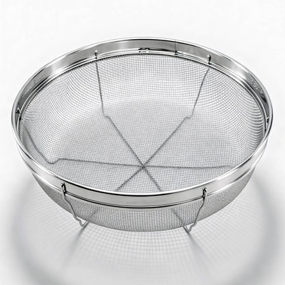 18/8 Stainless Steel Fine Mesh Strainer Basket with Feet, Rectangular Colander for Vegetables, Fruits, Pasta, Noodles – Rustproof, Durable & Easy to Clean (11.02 inch)