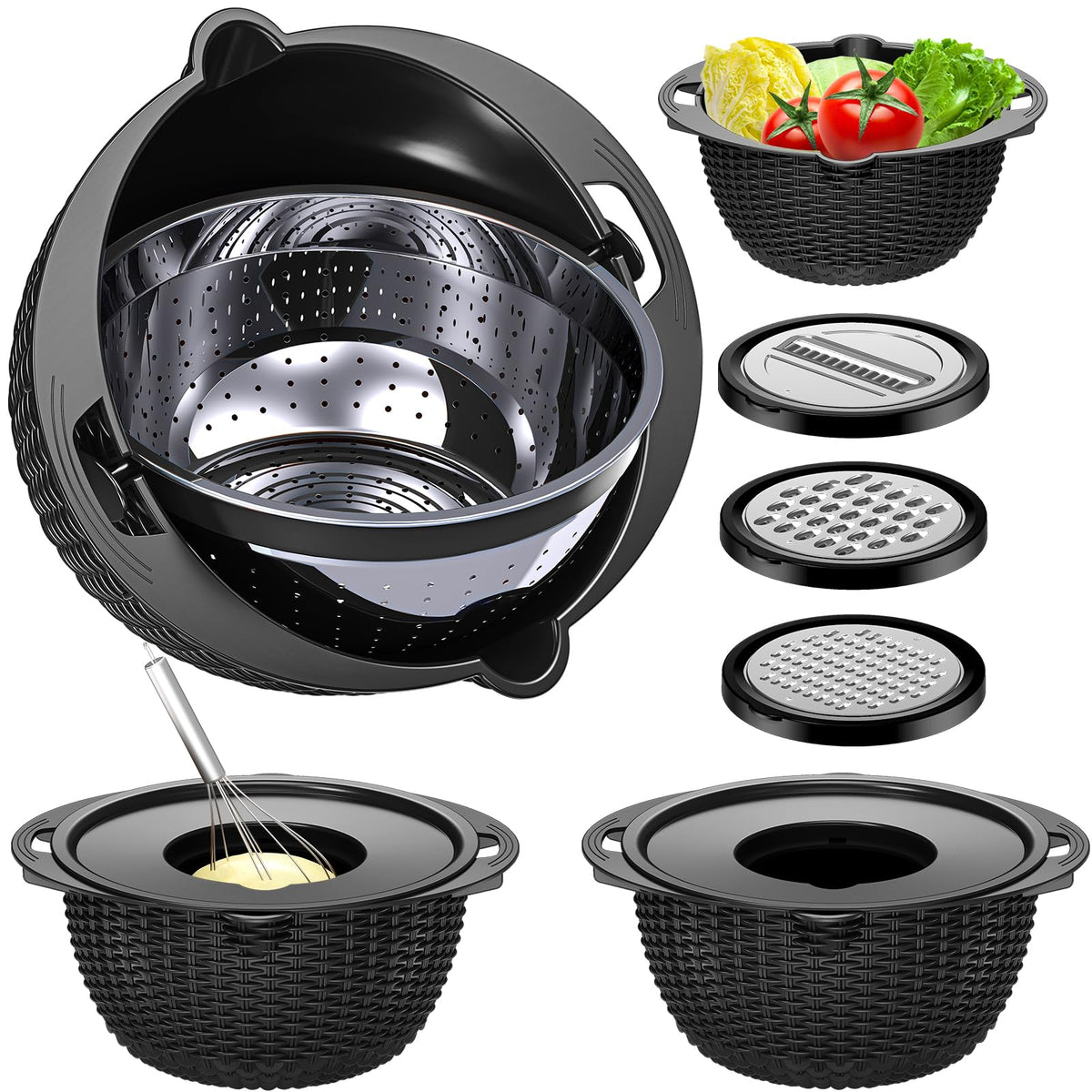 Over the Sink Colander - Strainers and Colanders - Sink Strainer Basket - Expandable Fine Mesh Strainer with Rubber Grip for Veggie, Fruits, Pasta, Home Kitchen Essentials (9.5W x 13.4-21.3L x 3.3H)