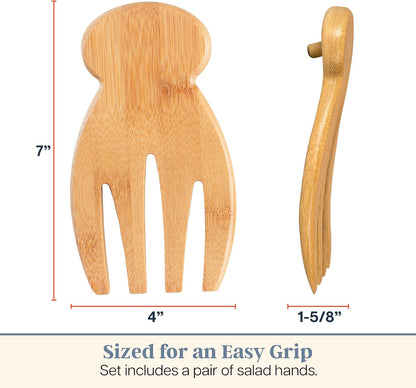 Totally Bamboo Salad Hands, Wood Salad Tongs Alternative for Serving