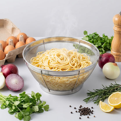 Rice Strainer Fine Mesh, Stainless Steel Colander Fine Mesh Strainer for Pasta, Rice, Fruit, Metal Net Baskets for Strain, Drain, Rinse or Steam