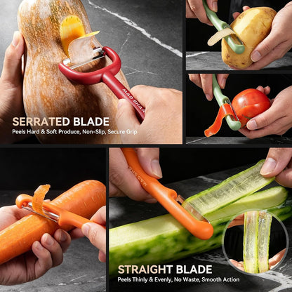MAD SHARK 3-Piece Vegetable Peeler Set, Straight & Serrated Potato Peelers