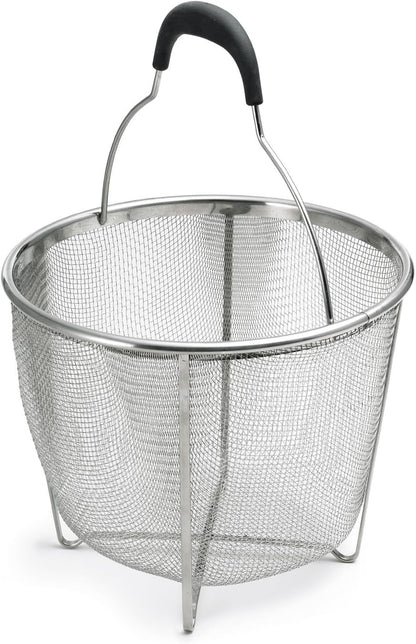 Polder 8 inch Strainer and Steamer Insert Basket, Stainless Steel, Perfect for Cooking Vegetables, Pasta and more