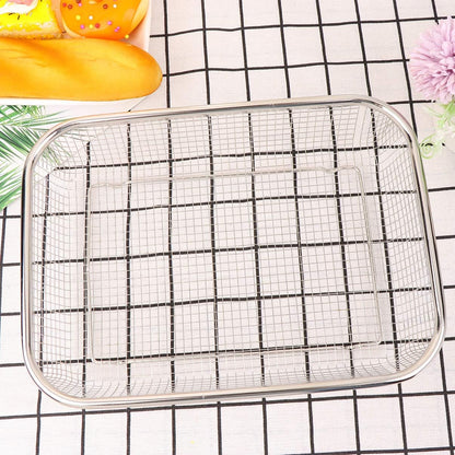 Ipetboom Stainless Steel Drain Basket Fruit and Vegetable Washing Basket Rectangular Kitchen Sink Strainer Mesh Colander for Rinsing Draining and Storage 12.99 X 9.44 X 2.75 in