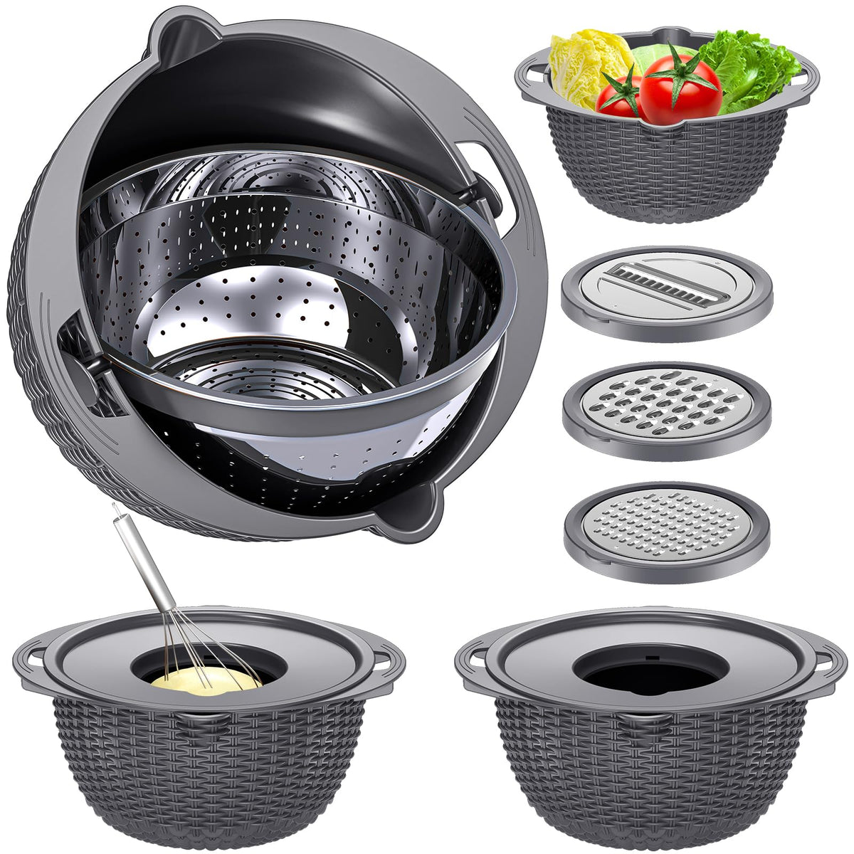 Over the Sink Colander - Strainers and Colanders - Sink Strainer Basket - Expandable Fine Mesh Strainer with Rubber Grip for Veggie, Fruits, Pasta, Home Kitchen Essentials (9.5W x 13.4-21.3L x 3.3H)