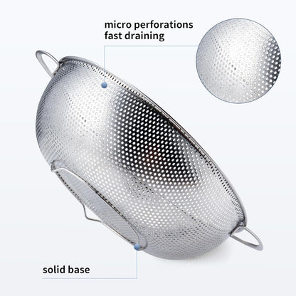 Gulex Colander Stainless Steel 3-Quart with Base, Strainer for Kitchen Food