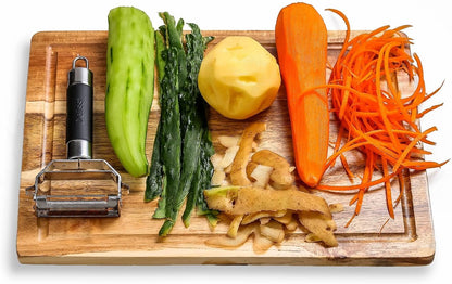 Deiss PRO Dual Julienne Peeler & Vegetable Peeler - Non-slip Handle - Apple Peeler & Potato Peeler, Orange Peeler, Zoodles Maker - Y Peeler, Veggie Peeler for Making Delicious Veggie Noodles