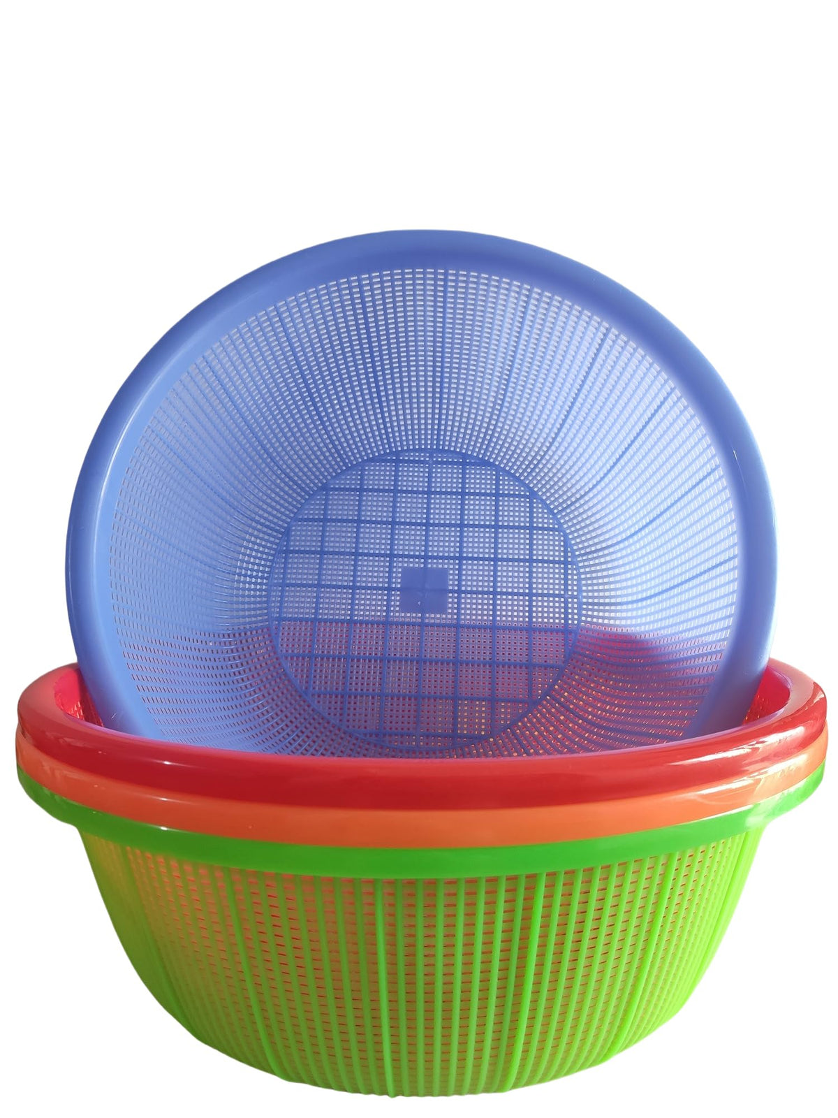 4 Pcs Large Plastic Wash Basket Round Perforated Colander Wash Vegetables and Fruits Drain Cooked Pasta Kitchen Essentials Food Strainer Basket Strainer Kitchen Blue Green Red Orange color