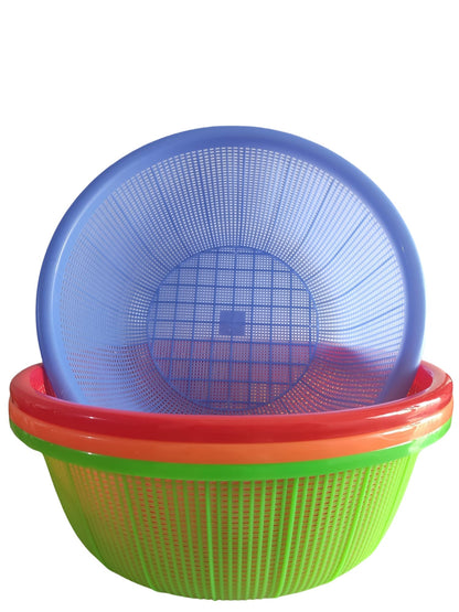 4 Pcs Large Plastic Wash Basket Round Perforated Colander Wash Vegetables and Fruits Drain Cooked Pasta Kitchen Essentials Food Strainer Basket Strainer Kitchen Blue Green Red Orange color