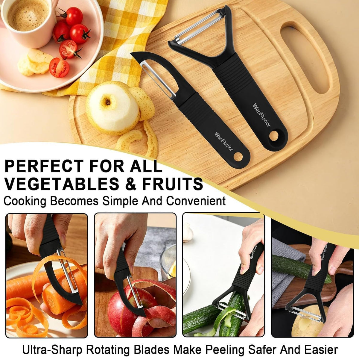 Peelers for Kitchen, Swivel Vegetable Peeler and Y-Shaped Potato Peeler