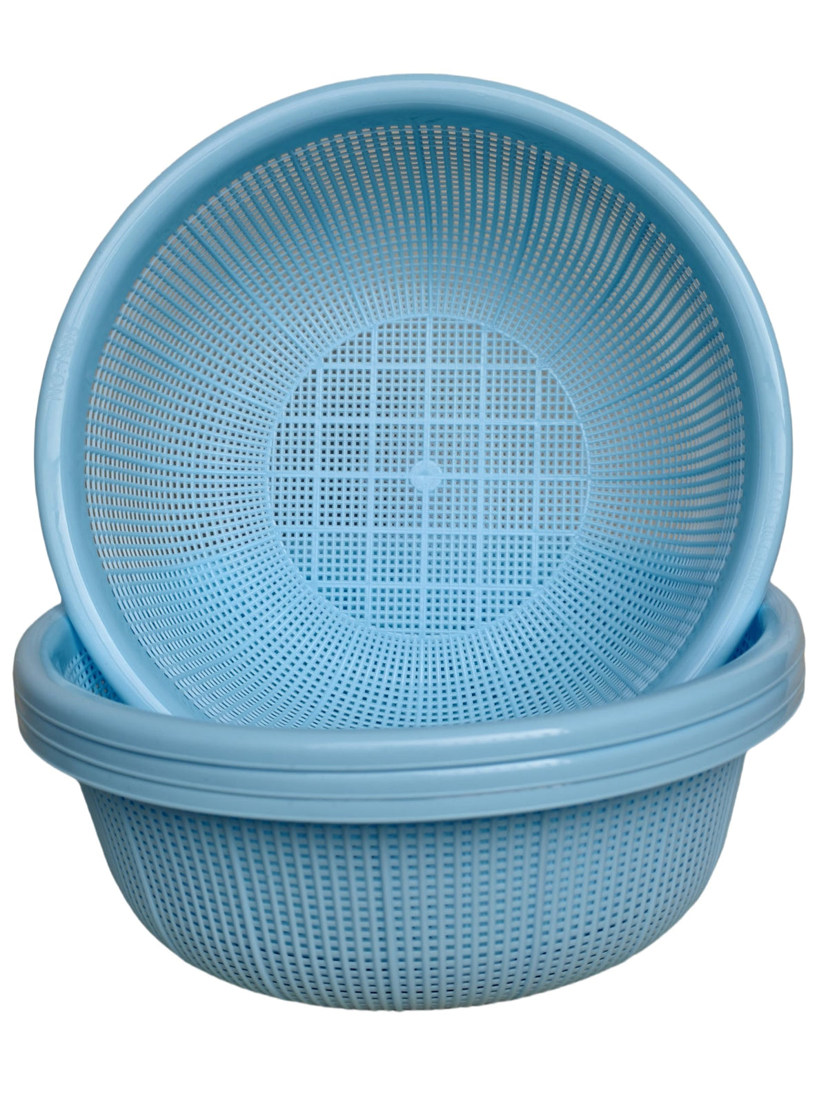 4 pcs Plastic Wash Basket Round Perforated Colander Wash Vegetables and Fruits Drain Cooked Pasta Kitchen Essentials Food Strainer Basket Strainer Kitchen Blue