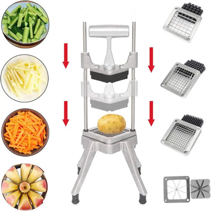 ROVSUN Commercial Manual Push Stainless Steel Vegetable Cutting Slicer & Cutter - 4 Blades (1/2", 3/8", 1/4", 8-Wedge) for Potatoes, Onions, Home & Restaurant Kitchen Use,sohochic