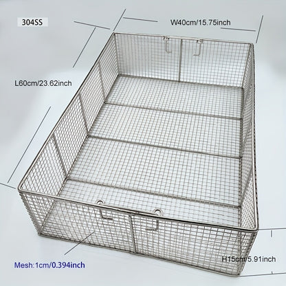 304 Stainless Steel Cleaning Basket, Metal Wire Mesh Basket, Cleaning And Filtering Equipment, Workpiece Drainage, Steaming, Frying, Screening And Filtering, High Load-Bearing Slag Separation, Rectangular, Storage, And Other Multi-Purpose