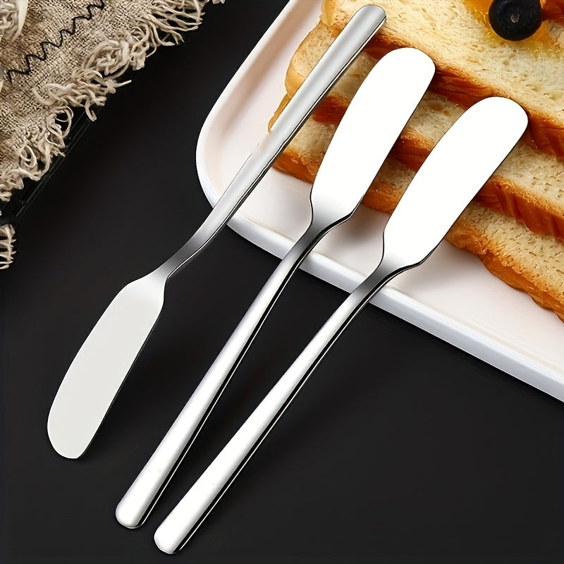2pcs/4pcs Stainless Steel Round-Head Cheese Butter Spatulas – Ideal for Jam Spreading, Perfect with Cheese Desserts And Sandwiches, Portable Durable Easy-To-Use Kitchen Gadget